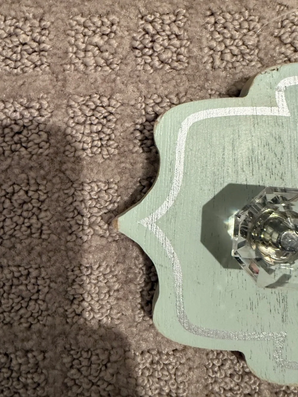 Mint Green Wall Hook Rack with Crystal Knobs
